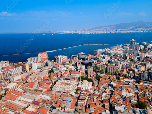 Hisar Mosque aerial panoramic view in Izmir city in Turkey photo