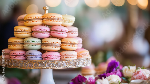 Macarons, colorfur dessert, gourmet sweets, food photography photo