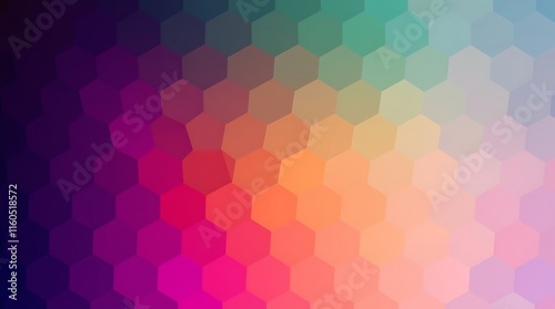 Wallpaper Mural Vibrant Hexagon Mosaic: Abstract background of colorful hexagons forming a vibrant and dynamic mosaic pattern. Perfect for modern designs and presentations.  Torontodigital.ca