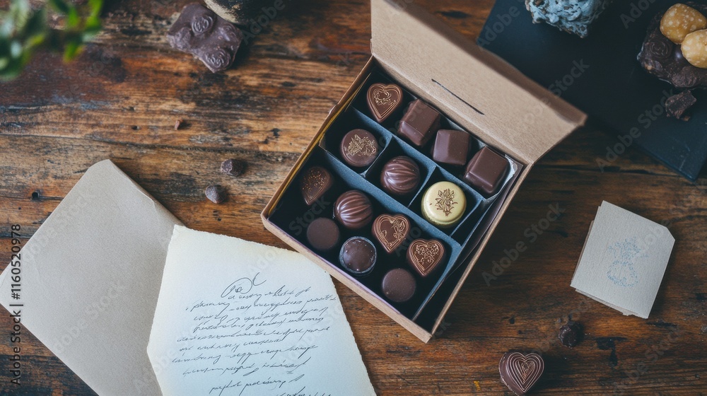 A DIY Valentine gift box filled with chocolates and a love letter A DIY Valentine gift box filled with chocolates and a love letter