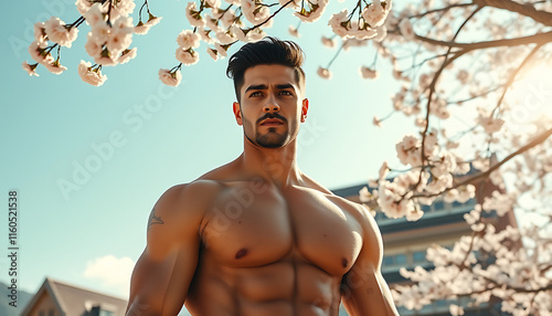 handsome man at japanese pavillian photo