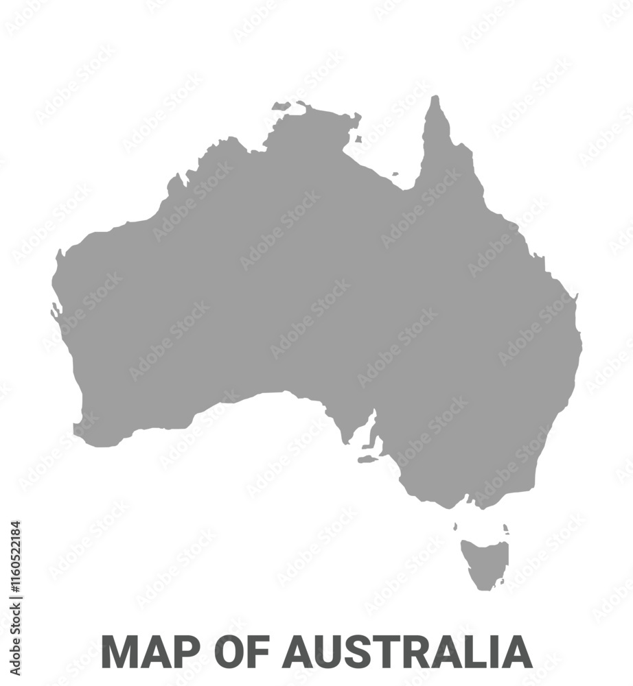 Simple flat Australia map Grey vector Simple flat Australia map Grey vector