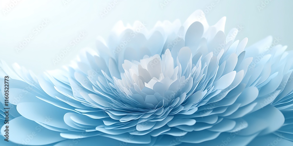 Obraz premium Abstract light blue paper flower.