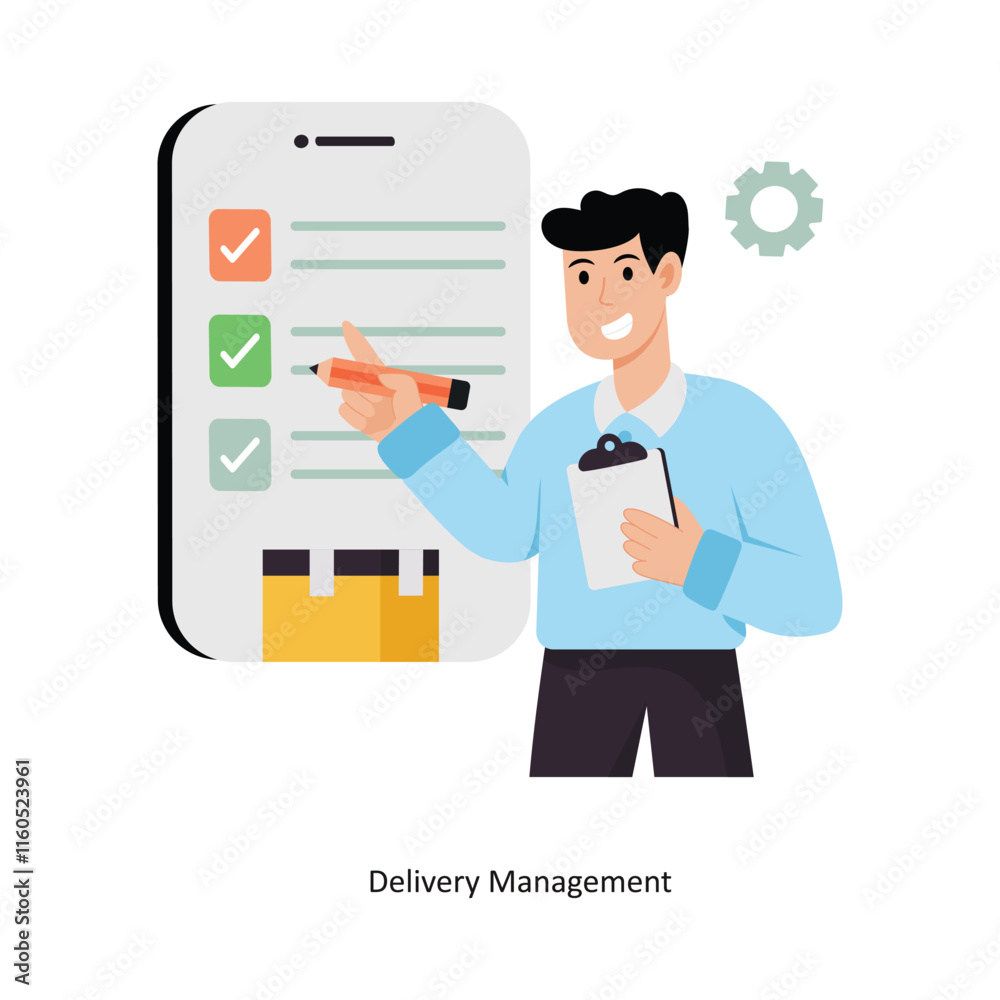 Delivery Management concept vector illustration. Product Management isolated On white Background. Delivery Management concept vector illustration. Product Management isolated On white Background.