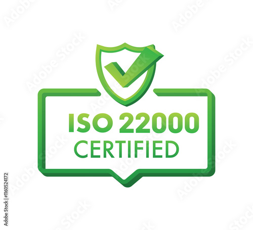 ISO 22000 Food Safety Management Icon – Safe Supply Chain Certification Badge photo