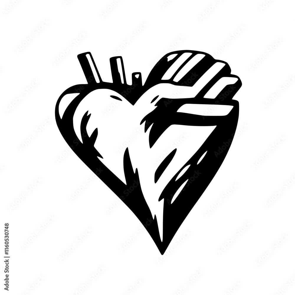 Modern Heart Vector Graphic in Black and White Modern Heart Vector Graphic in Black and White