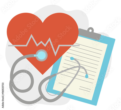 Healthcare. Elements and tools of medicine. Cardiology. Medical equipment. Vector illustration.