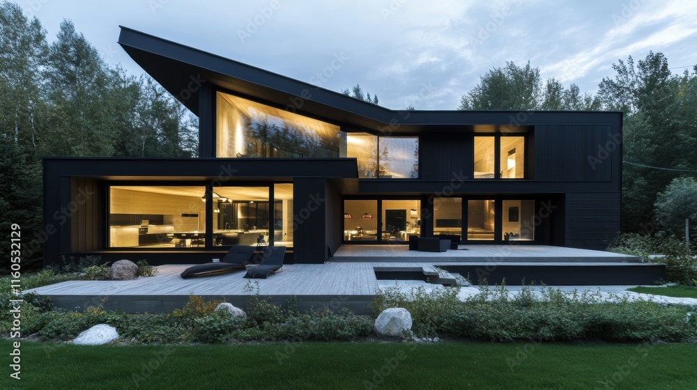 Minimalist home with asymmetrical design and bold geometric features