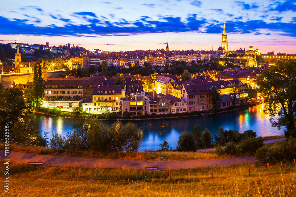 Fototapeta premium Bern aerial panoramic view, Switzerland