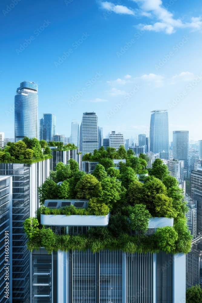 A modern cityscape with integrated green spaces and innovative architecture showcasing urban sustainability. A modern cityscape with integrated green spaces and innovative architecture showcasing urban sustainability.