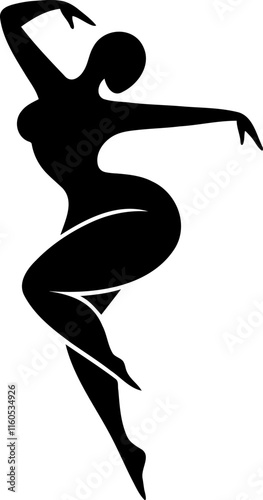 Dynamic Silhouette of a Dancing Woman in a Minimalist Art Style