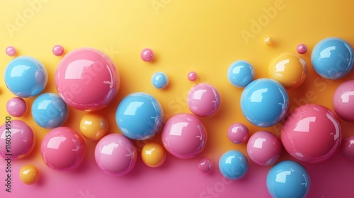 Pastel Colorful Background with Glossy Spheres. Generative AI photo