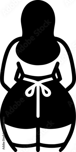 Minimalist vector silhouette of a woman in an apron viewed from the back