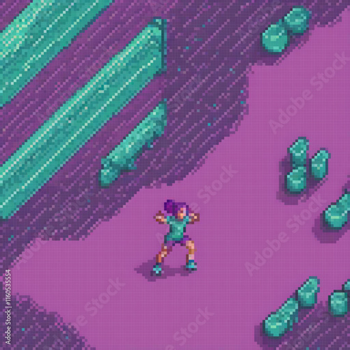 Pixel art maze adventure with a girl protagonist