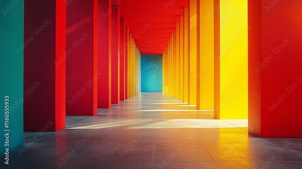 Fototapeta premium Vibrant color architecture with dynamic lines and minimalist style. Generative AI
