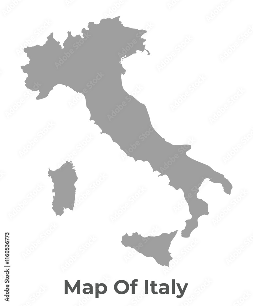 Simple flat Italy map Grey vector Simple flat Italy map Grey vector