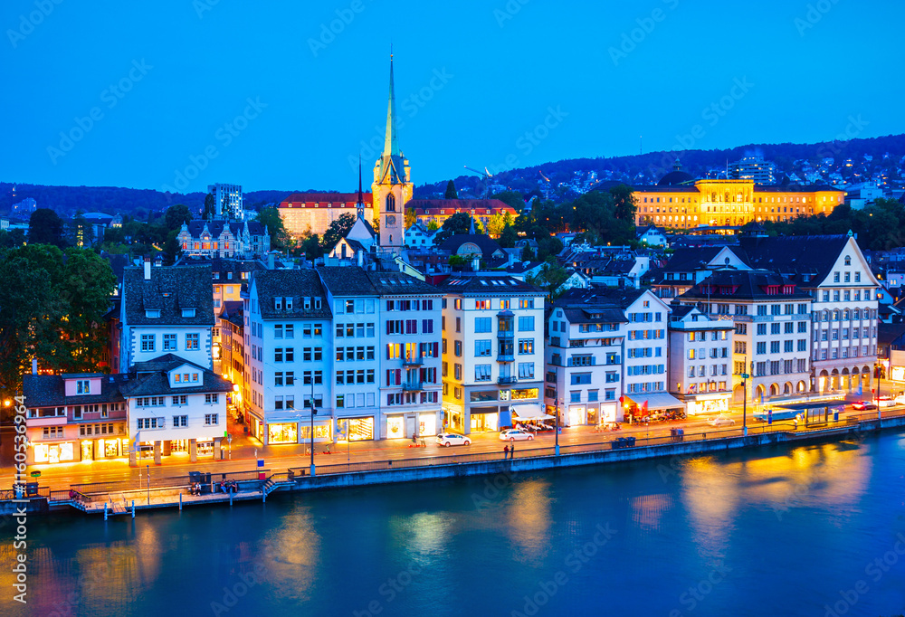 Fototapeta premium Zurich city centre aerial view