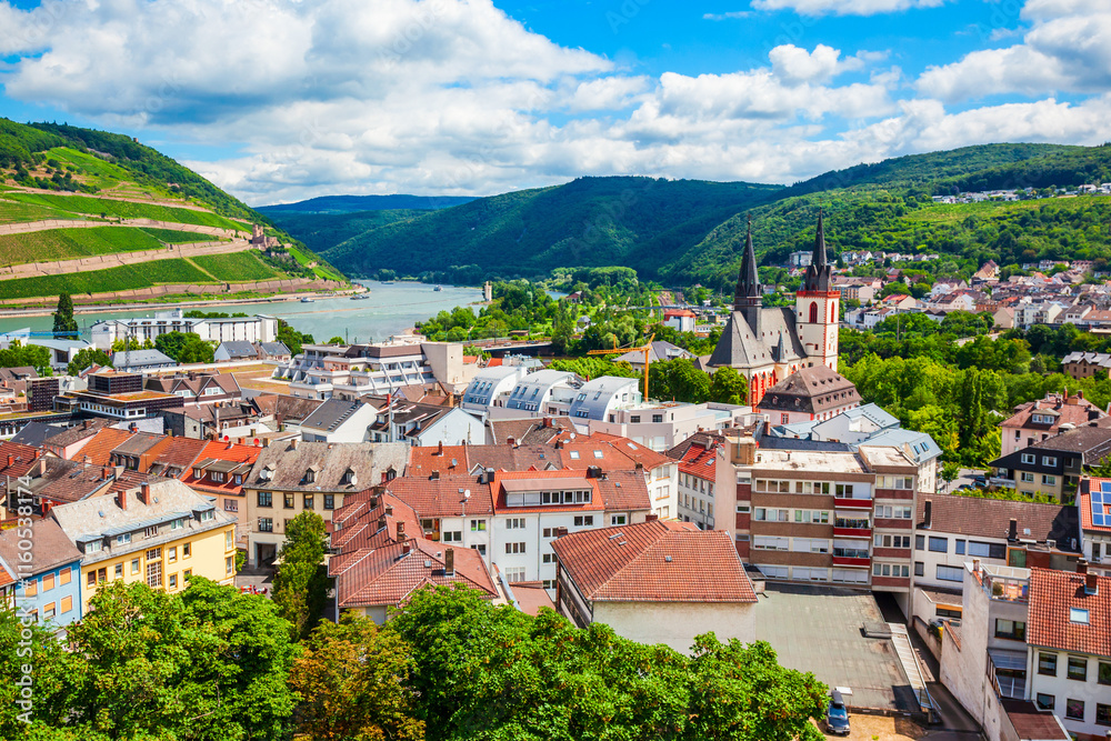 Fototapeta premium Bingen am Rhein aerial view