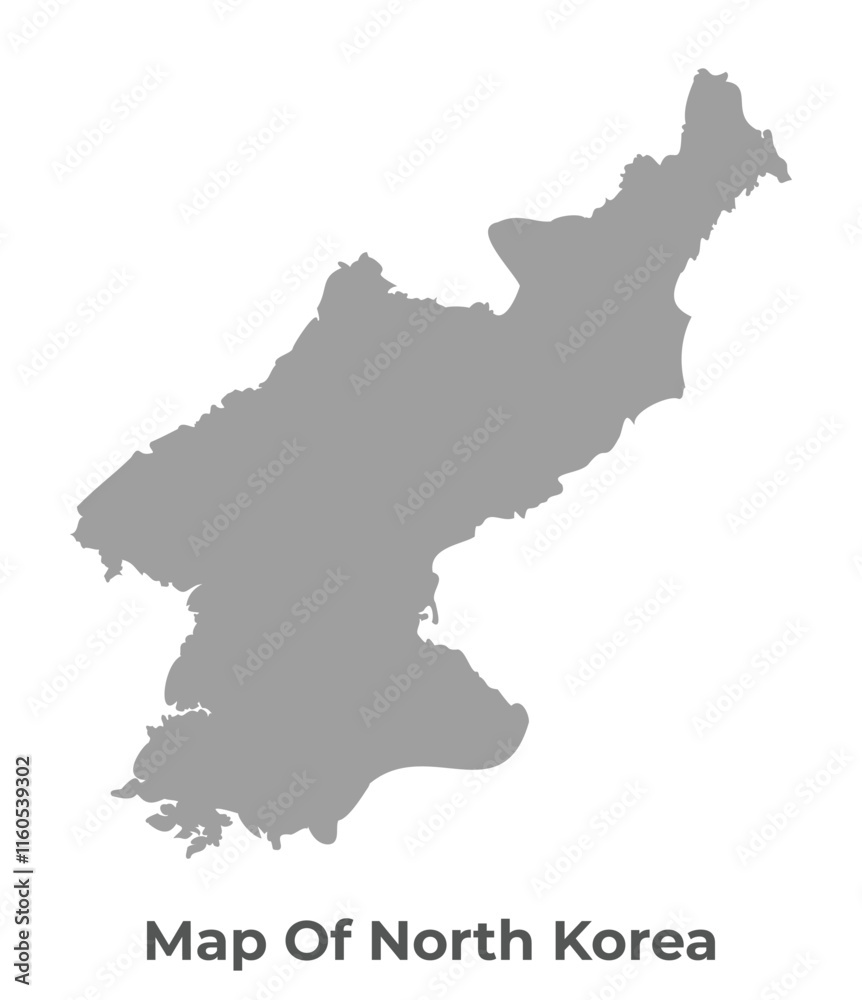 Simple flat North Korea map Grey vector Simple flat North Korea map Grey vector