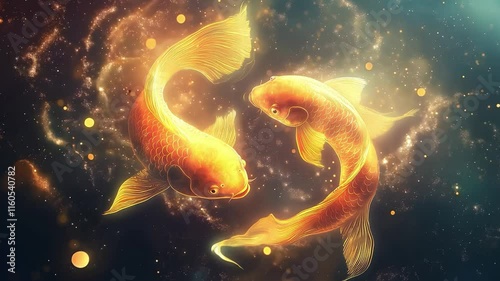 Pisces zodiac sign, The constellation of pisces zodiac sign, Pisces zodiac sign astrological background. The Pisces horoscope sign	
