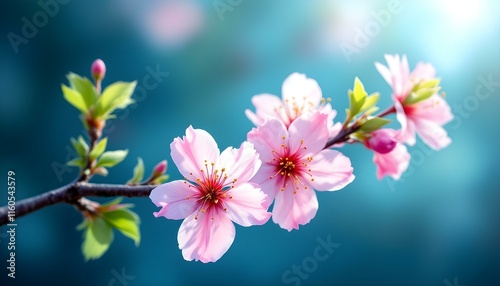 A delicate watercolor illustration of cherry blossoms on a branch
