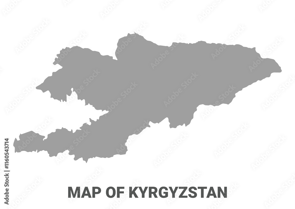 Obraz premium Simple flat Kyrgyzstan map Grey vector