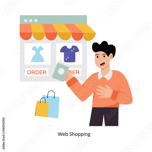 Web Shopping  concept vector illustration. Shopping and Sale isolated On white Background.             