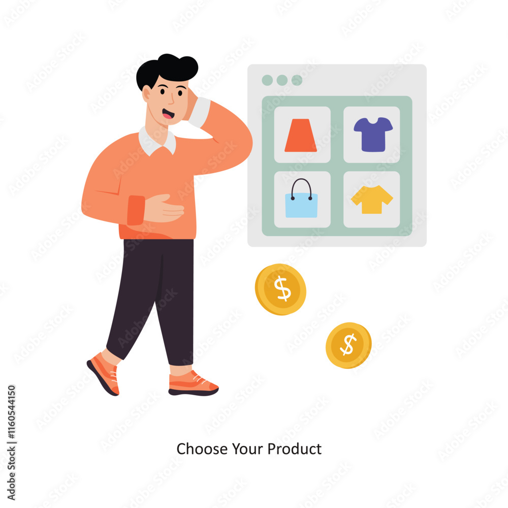 Choose Your Product concept vector illustration. Shopping and Sale isolated On white Background. Choose Your Product concept vector illustration. Shopping and Sale isolated On white Background.