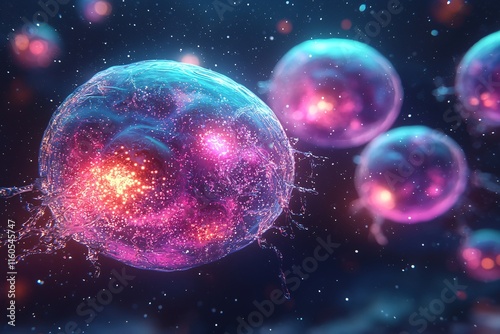 Creative image of embryonic stem cells, cellular therapy photo