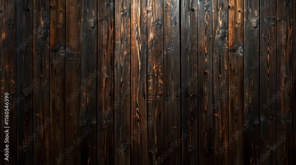 Fototapeta premium Dark brown rustic wooden planks background texture.