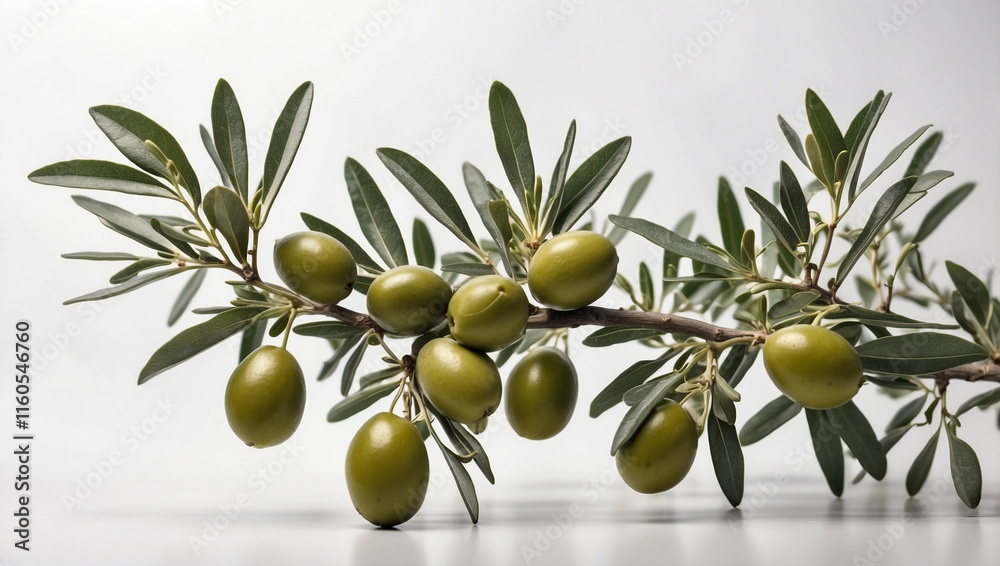 A Beautiful Branch of an Olive Tree with Leaves Isolated for Natural Aesthetics A Beautiful Branch of an Olive Tree with Leaves Isolated for Natural Aesthetics