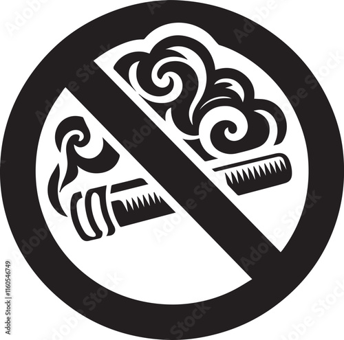 No Smoking symbol Cigarette not allow black vector
