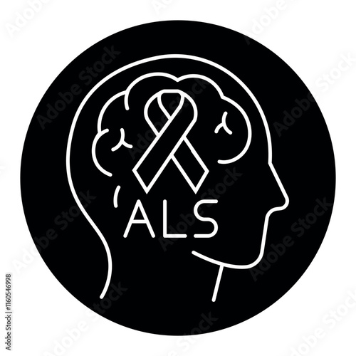 Amyotrophic lateral sclerosis line black icon. Sign for web page, mobile app,