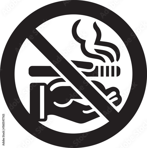 No Smoking symbol Cigarette not allow black vector