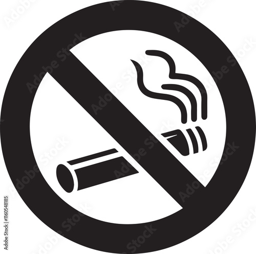 No Smoking symbol Cigarette not allow black vector