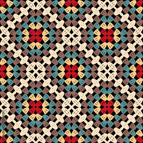 Pattern with crochet granny square wallpaper handmade decorative art design print	
