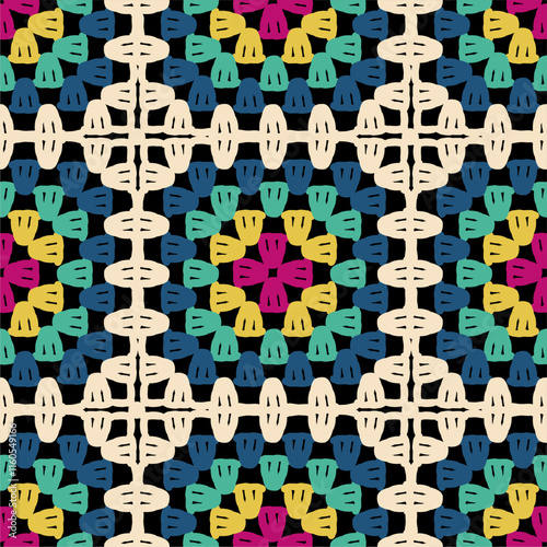 Pattern with crochet granny square wallpaper handmade decorative art design print	
