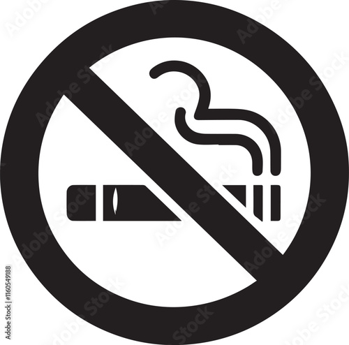 No Smoking symbol Cigarette not allow black vector