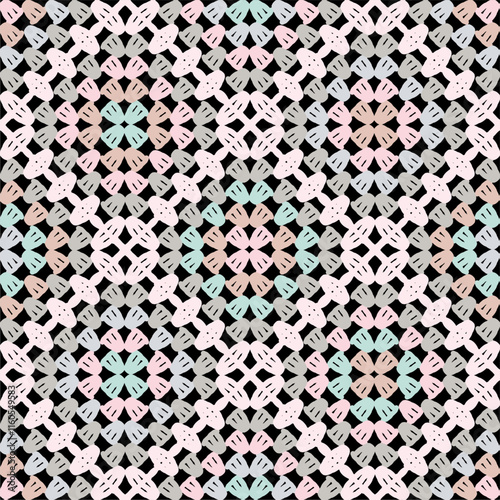 Pattern with crochet granny square wallpaper handmade decorative art design print	
