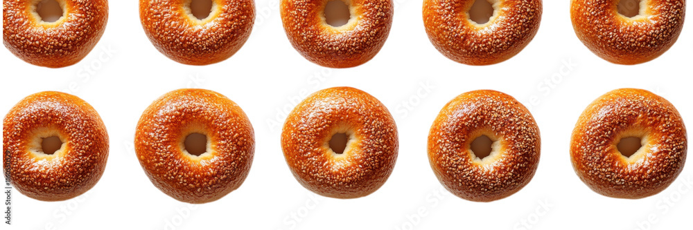 Bagel chips arranged symmetrically on a clean white surface, emphasizing simplicity and texture in a minimalist style Bagel chips arranged symmetrically on a clean white surface, emphasizing simplicity and texture in a minimalist style