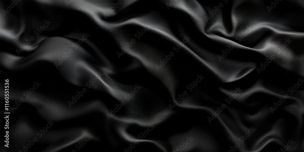 Fototapeta premium Draped black silk fabric texture.