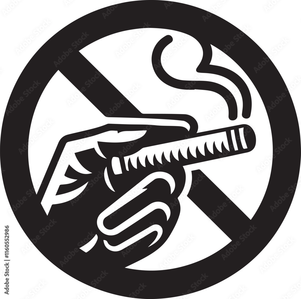 No Smoking symbol Cigarette not allow black vector No Smoking symbol Cigarette not allow black vector