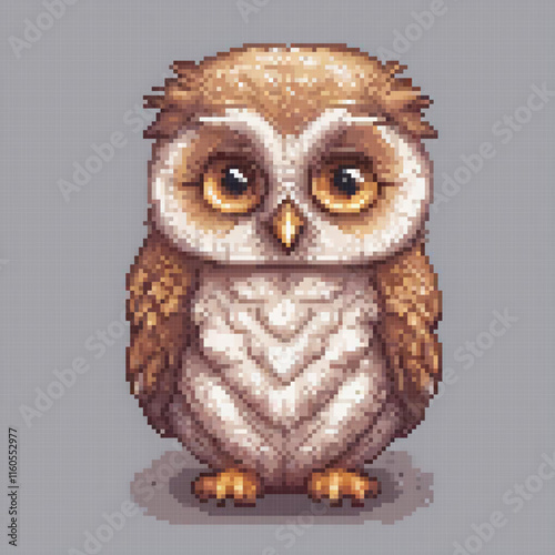 Handcrafted pixel art cross stitch owl pattern, perfect for crafters.