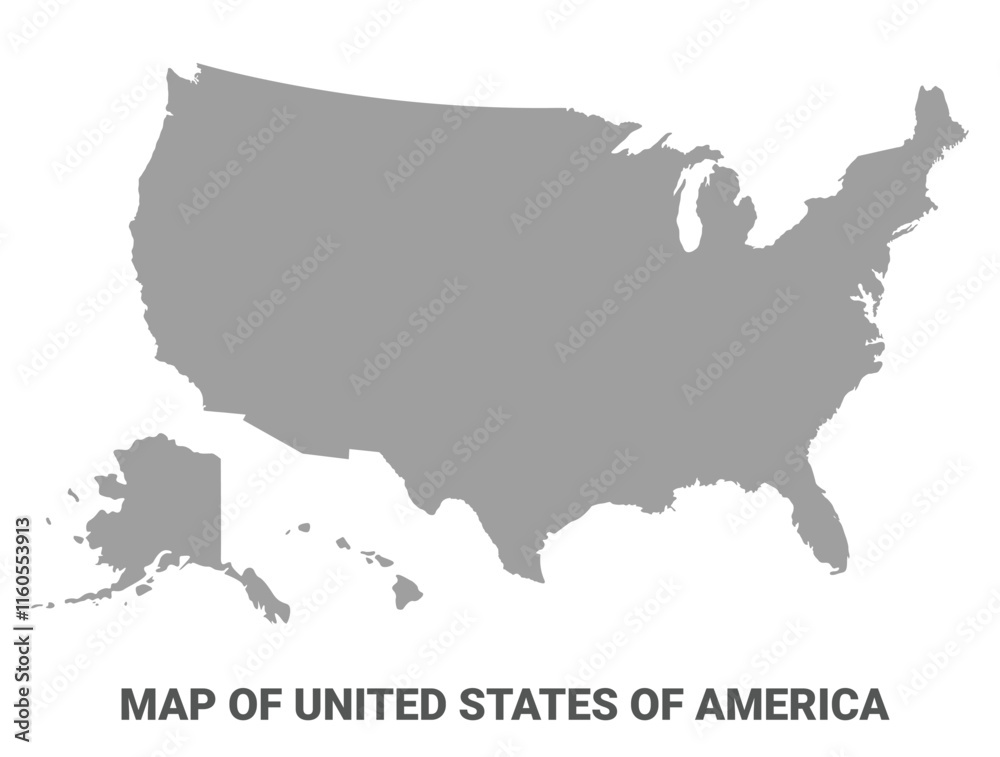 Simple flat United States Of America map Grey vector Simple flat United States Of America map Grey vector