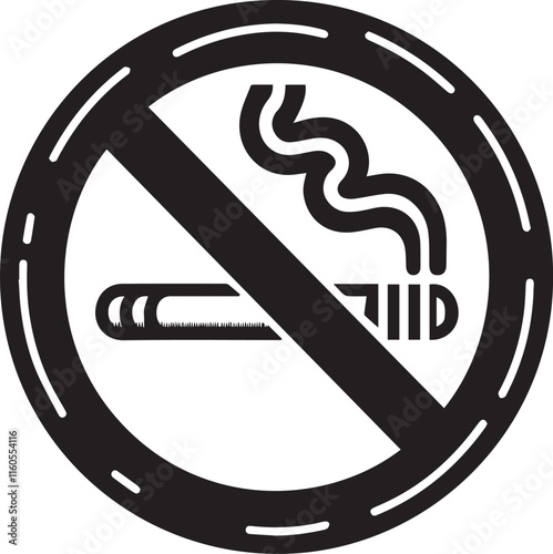 No Smoking symbol Cigarette not allow black vector