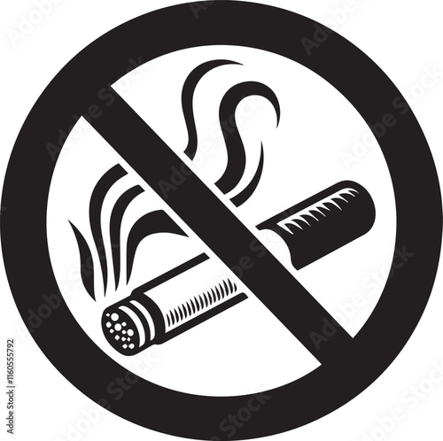 No Smoking symbol Cigarette not allow black vector