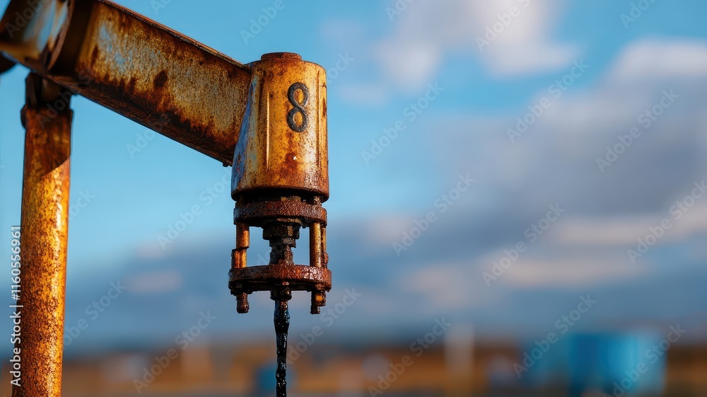 Rusty Oil Well Pump Leaking: A Symbol of Abandoned Industry and Environmental Concerns Rusty Oil Well Pump Leaking: A Symbol of Abandoned Industry and Environmental Concerns