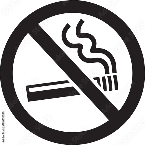 No Smoking symbol Cigarette not allow black vector