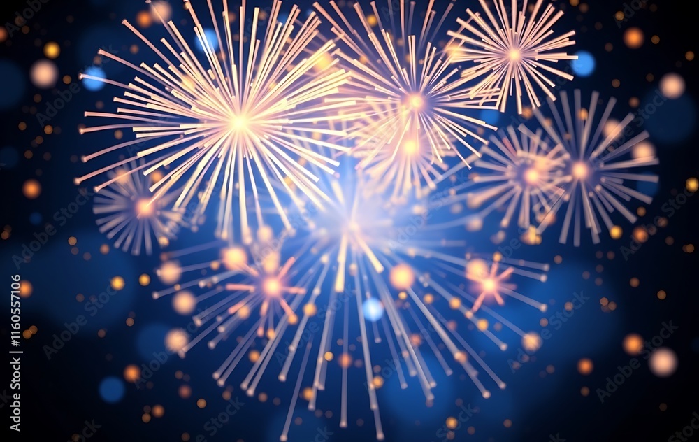 Naklejka premium A vibrant display of fireworks against a night sky for celebration