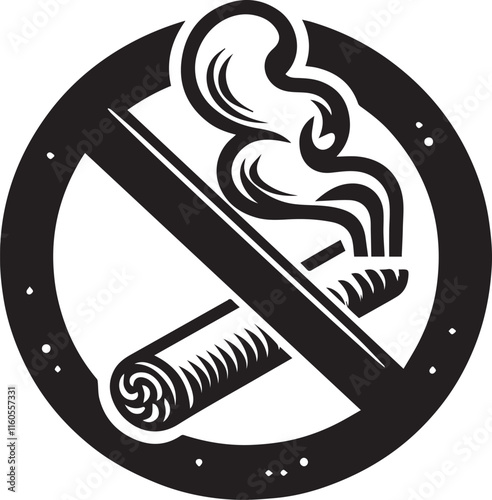 No Smoking symbol Cigarette not allow black vector